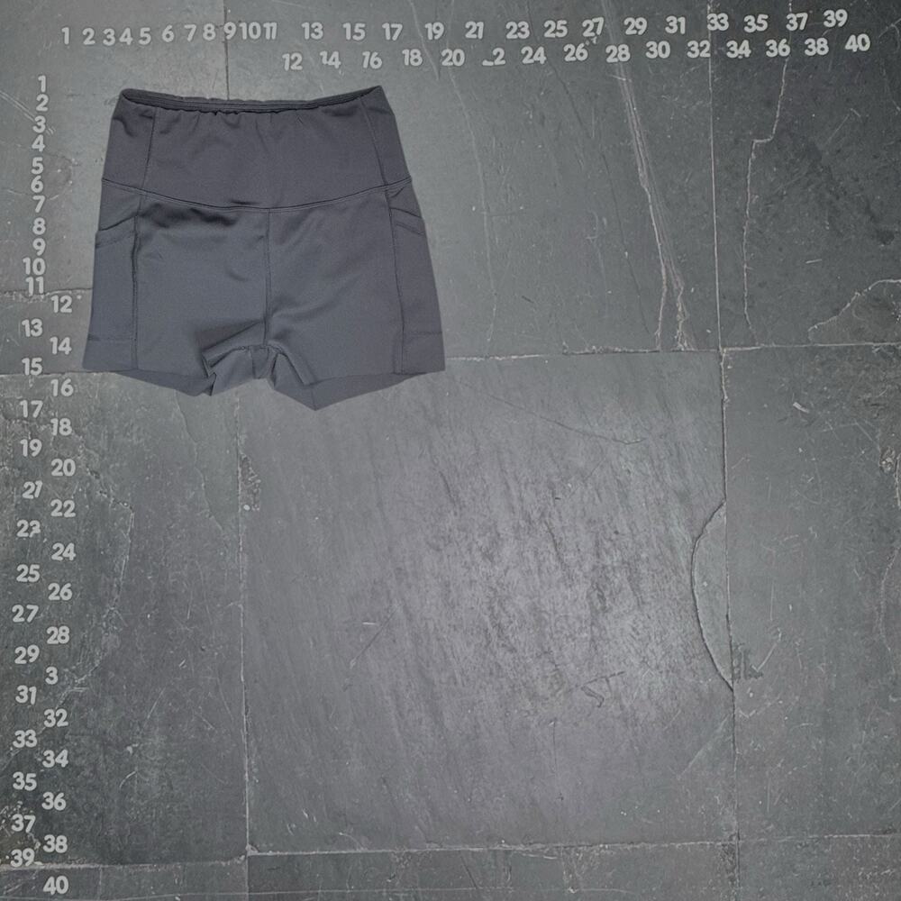 DYCE ACTIVE Women's High Waisted Biker Shorts with Pockets Dark Gray Size Medium - Picture 2 of 4